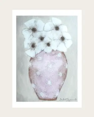 hvide blomster rosa vase